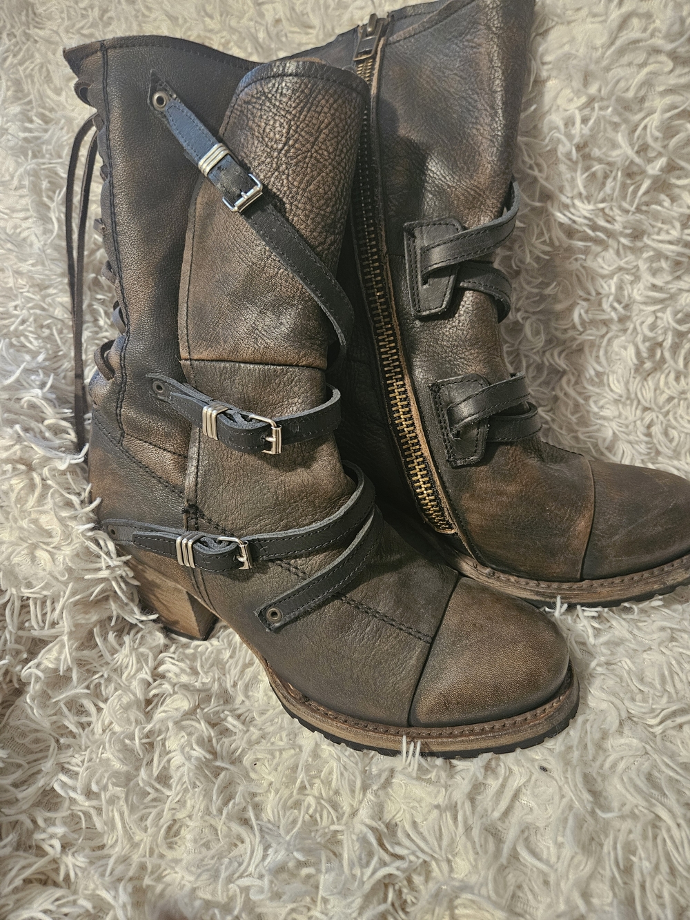 FREEBIRD Cora Black/Brown Leather Boots – Size 10 – Worn Once